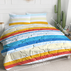 3pcs Soft And Comfortable Bedding Comforter Set Items With Rainbow Stripes, Including One Comforter Set And Two Pillowcases, Suitable For All Seasons