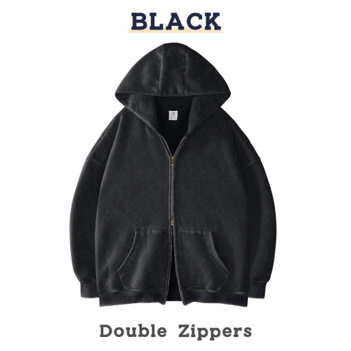 Casual Oversized Double-Zipper Hoodie - Athletic & Warm Long Sleeve Relaxed Fit Sweatshirt in Soft Material Perfect for Men's & Women's Leisure Sweaters Unisex Vintage Womenswear Pullover Basic Winter
