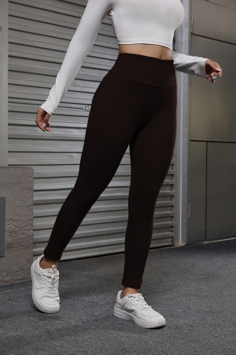 Autumn and winter women's high waisted sports leggings with lifted buttocks, abdominal muscles, and plush leggings, elastic and high waisted