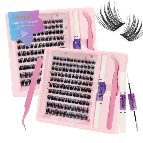 Lash Extension Kit | Lash Clusters Individual Lashes with Bond and Seal Tweezers Lash Remover Eyelash Extensions False Eyelashes with Glue for Beginner DIY at Home 10-16mm C/Curl