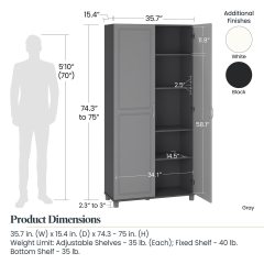 改Systembuild Evolution Kendall 36" Utility Storage Cabinet, Black