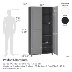 改Systembuild Evolution Kendall 36" Utility Storage Cabinet, Black