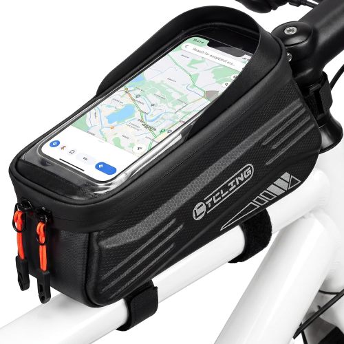 WOTOW Bike Frame Bag - Waterproof Bicycle Top Tube Bag with TPU Sensitive Touch Screen & 1.9L Capacity, EVA Hard Shell Phone Holder Mount Bag, Compatible with 4.7-7