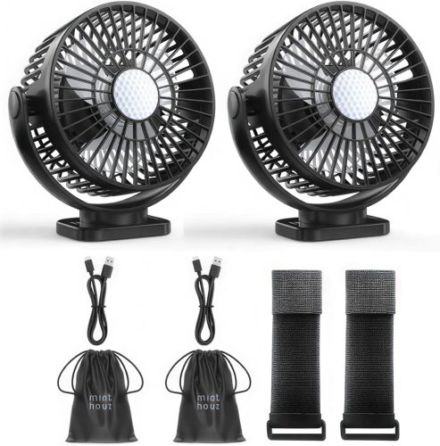 Minthouz Magnetic Golf Cart Fan, Rechargeable 12000mAh Fan, 3-Speed 360° Rotation, Timer Function, LED Lighting, Magnetic Base & Strap, Compatible with EZGO, Club Car, Yamaha Golf Carts