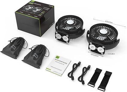 Minthouz Magnetic Golf Cart Fan, Rechargeable 12000mAh Fan, 3-Speed 360° Rotation, Timer Function, LED Lighting, Magnetic Base & Strap, Compatible with EZGO, Club Car, Yamaha Golf Carts