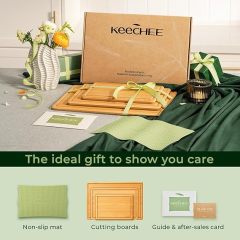 Keechee Cutting Board with Non-slip Mat, Bamboo Cutting Board for Kitchen Meal Prep & Serving - Wood Serving Board Set with Deep Juice Groove Ideal Kitchen Gifts