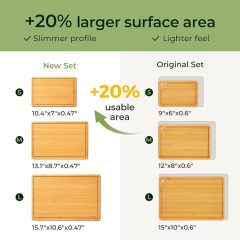 Keechee Cutting Board with Non-slip Mat, Bamboo Cutting Board for Kitchen Meal Prep & Serving - Wood Serving Board Set with Deep Juice Groove Ideal Kitchen Gifts