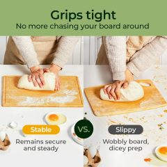 Keechee Cutting Board with Non-slip Mat, Bamboo Cutting Board for Kitchen Meal Prep & Serving - Wood Serving Board Set with Deep Juice Groove Ideal Kitchen Gifts
