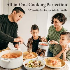 22-Piece Pots and Pans Set Non Stick with Removable Handles, Ceramic Cookware Set, Large-Capacity & Non Toxic, Induction & RV Compatible, Dishwasher Safe, PFAS/PTFE/PFOA Free, White