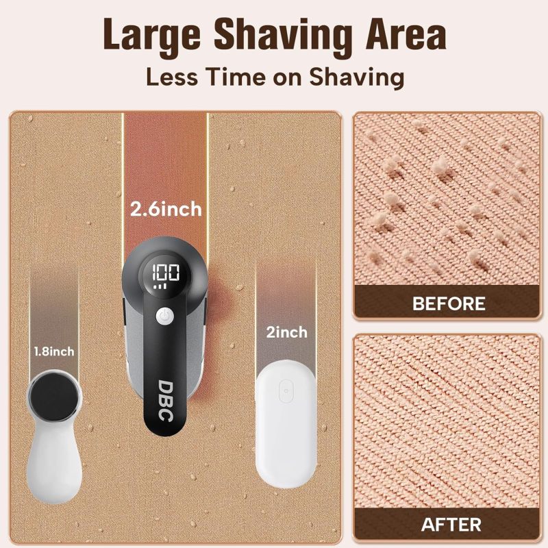 DBC Rechargeable Fabric Shaver,3-Speed Lint Remover for Clothes LED Display, 15000r/Min Powerful Motor, Large Shaving Head Lint Shaver for Clothes, 6-Leaf Blades, Lint Ball, Furniture, Fuzz