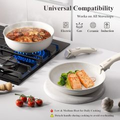 22-Piece Pots and Pans Set Non Stick with Removable Handles, Ceramic Cookware Set, Large-Capacity & Non Toxic, Induction & RV Compatible, Dishwasher Safe, PFAS/PTFE/PFOA Free, White