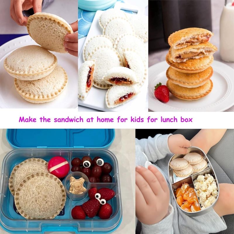 Uncrustable Sandwich Maker, Circle Shape 3.7 Inch Sandwich Cutter and Sealer for Kids Breakfast and Lunchboxes, Green