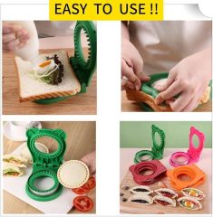 Uncrustable Sandwich Maker, Circle Shape 3.7 Inch Sandwich Cutter and Sealer for Kids Breakfast and Lunchboxes, Green