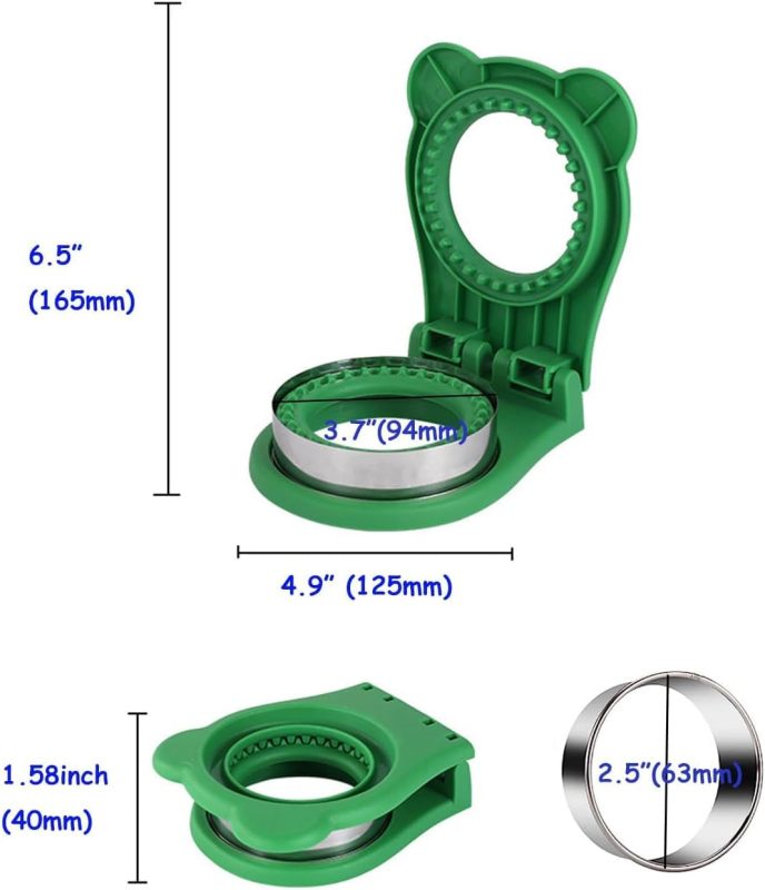 Uncrustable Sandwich Maker, Circle Shape 3.7 Inch Sandwich Cutter and Sealer for Kids Breakfast and Lunchboxes, Green