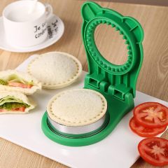 Uncrustable Sandwich Maker, Circle Shape 3.7 Inch Sandwich Cutter and Sealer for Kids Breakfast and Lunchboxes, Green