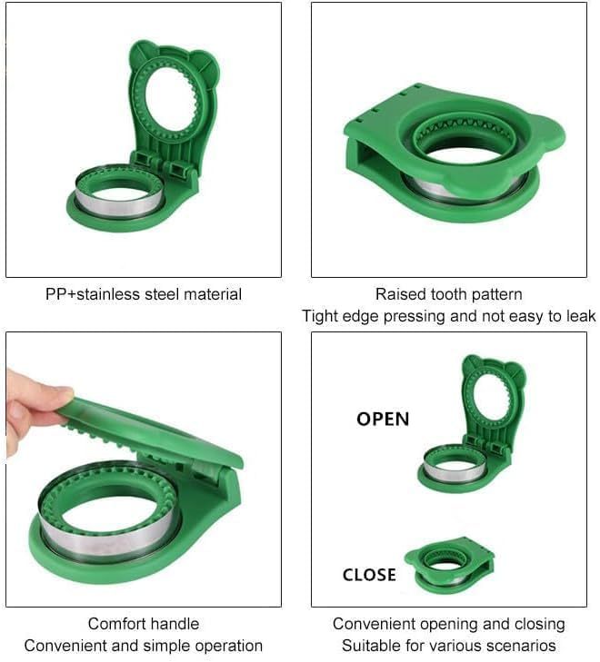 Uncrustable Sandwich Maker, Circle Shape 3.7 Inch Sandwich Cutter and Sealer for Kids Breakfast and Lunchboxes, Green