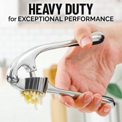 Professional Garlic Mincer Tool - Easy-Squeeze, Easy-Clean with Soft, Ergonomic Handle - Silicone Garlic Peeler & Brush