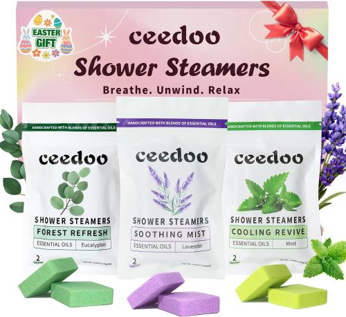 Shower Steamers Aromatherapy 6 Pack - Easter Basket Stuffers for Teens & Adults, Birthday Gifts for Women - Natural Essential Oil Shower Bombs for Stress Relief & Relaxation, Home Spa Self-Care