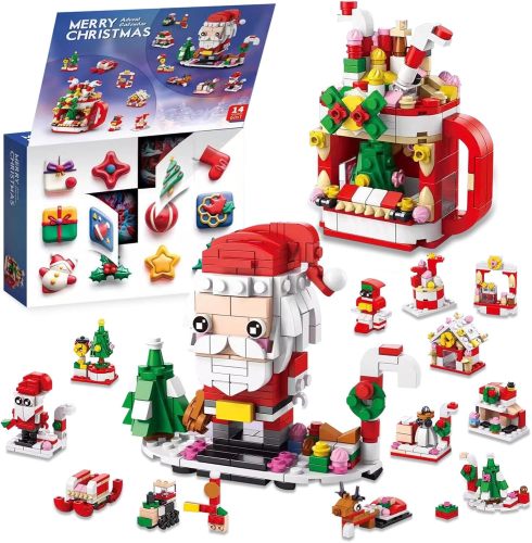 2025 Christmas Advent Calendar 6 IN 1 Santa Claus Building Blocks Toys 12 Days Countdown Calendar Toys for Kids, Christmas Building Toy Party Favors, Kids Christma Gifts for Boys & Girls