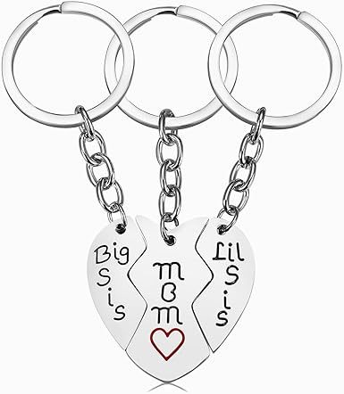 Mothers Day Funny Gifts for Mom from Daughter Son, 3PCS Stainless Steel Mother Big Little Sis Keychain Gifts Set for Mother’s Day Birthday