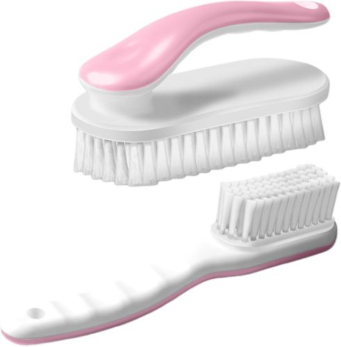 2Pack Shoe Cleaning Brush Household Laundry Clothes Scrubbing for Stains Bathroom Ergonomics Grip Easy Hold (2, Pink)