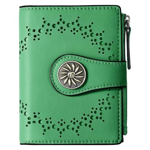 Tipmile Small Wallet Women Bifold RFID Blocking Card Holder Leather Wallets with Zipper Coin Pocket