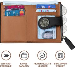 Tipmile Small Wallet Women Bifold RFID Blocking Card Holder Leather Wallets with Zipper Coin Pocket