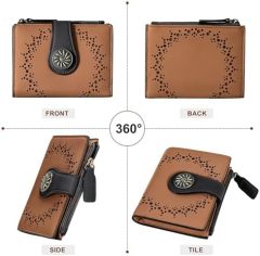 Tipmile Small Wallet Women Bifold RFID Blocking Card Holder Leather Wallets with Zipper Coin Pocket