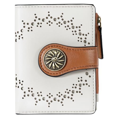 Tipmile Small Wallet Women Bifold RFID Blocking Card Holder Leather Wallets with Zipper Coin Pocket