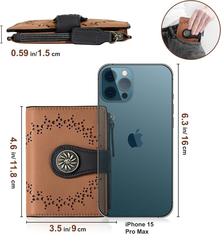 Tipmile Small Wallet Women Bifold RFID Blocking Card Holder Leather Wallets with Zipper Coin Pocket