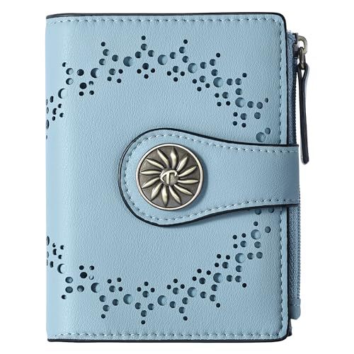 Tipmile Small Wallet Women Bifold RFID Blocking Card Holder Leather Wallets with Zipper Coin Pocket