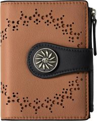 Tipmile Small Wallet Women Bifold RFID Blocking Card Holder Leather Wallets with Zipper Coin Pocket