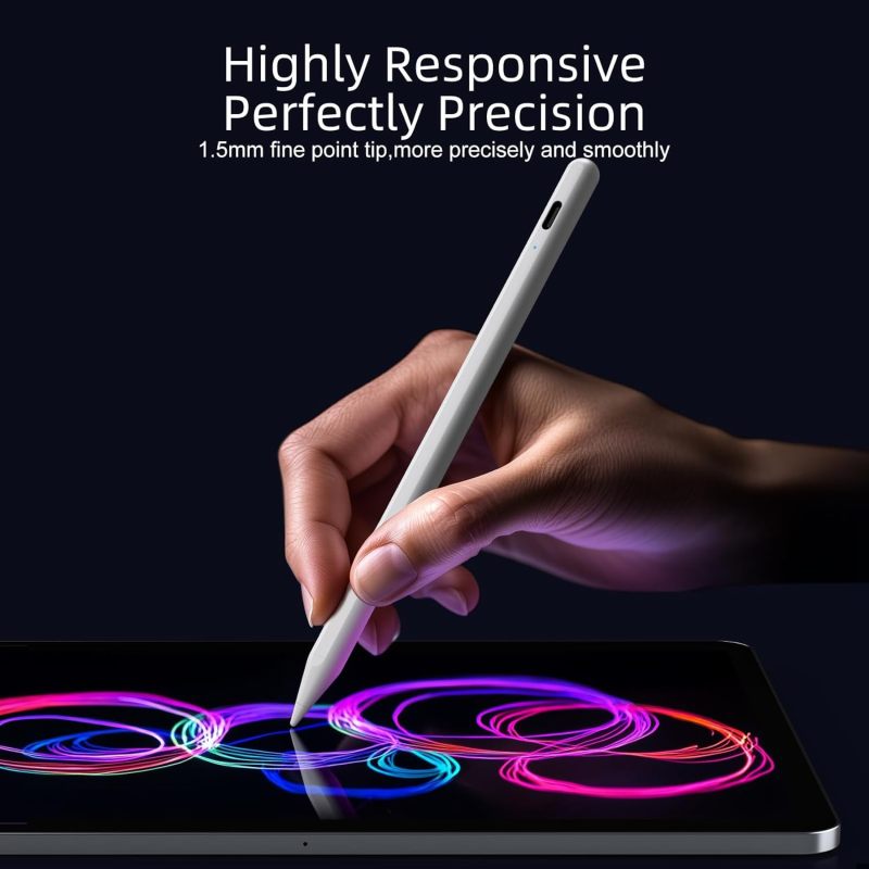 Stylus Pen for iPad 6th-11th Generation-2X Fast Charge Active Pencil Compatible with 2018-2026 Apple iPad Pro 11"/12.9"/M4, iPad Air 3/4/5/M2/M3/M4,iPad mini 5/6/7 Gen-White