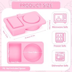 Silicone Snack Containers with Lids – Reusable Snack Containers with Double Compartments for Adults Mini Silicone Food Box Perfect for Travel Lunch Gym (Pink)