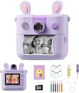 ORGSTA Kids Instant-Print Digital Camera 1080P 3R Paper 32G Card Age3-16 Gift