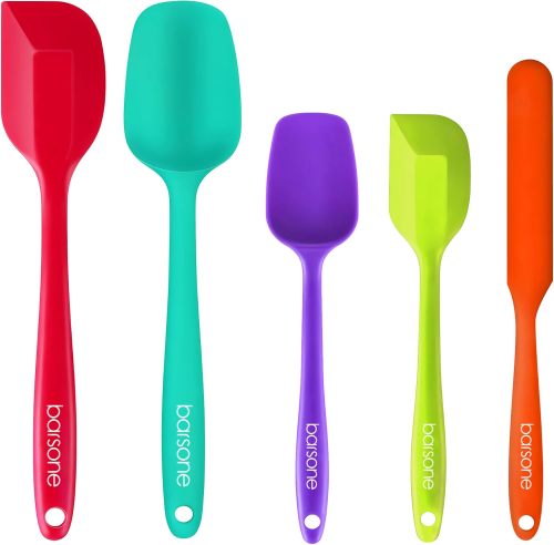Barsone 5-Piece Silicone Spatula Set - Heat Resistant 446°F Food Grade BPA Free, Nonstick Cookware Safe Dishwasher Safe Kitchen Tools for Baking, Cooking, Stirring, Multicolor. Visit the barsone Store