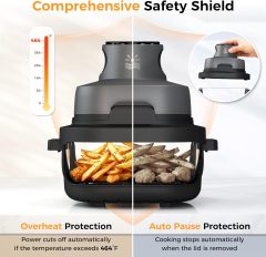 4-in-1 Portable Glass Air Fryer - 1500W, 400°F Precise Heat, 4.2QT &amp; 1.6QT Dual Glass Containers and Lids, Non-Toxic, Max Crisp/Bake/Air Fry/Recrisp,Microwave, Freezer &amp; Dishwasher Safe