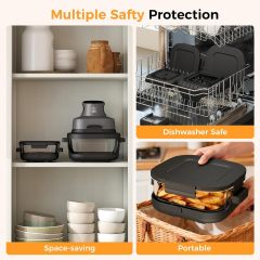 4-in-1 Portable Glass Air Fryer - 1500W, 400°F Precise Heat, 4.2QT &amp; 1.6QT Dual Glass Containers and Lids, Non-Toxic, Max Crisp/Bake/Air Fry/Recrisp,Microwave, Freezer &amp; Dishwasher Safe