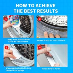 Home Stain Remover Gel – Stubborn Stain Cleaner No Harsh Scrubbing Required (Front Loader Washing Machine Seal Washing Machine Seals, Sinks & Tiles | No-Slip Formula | 8H Penetration)