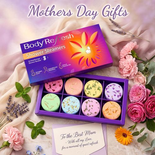 Shower Steamers Aromatherapy-8 Pack Shower Bombs with Essential Oils, Mothers Day Gifts for Mom Wife, Birthday Gifts for Women Self Care Relaxation Home SPA Teacher Appreciation Gift (Purple)