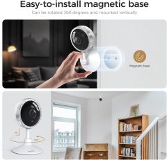 ARPHA 4K Indoor Security Camera, WiFi Pet Camera for Home Security with PIR Human Detection, Sound Detection, Night Version Two-Way Talk, Support TF Card &amp; Cloud