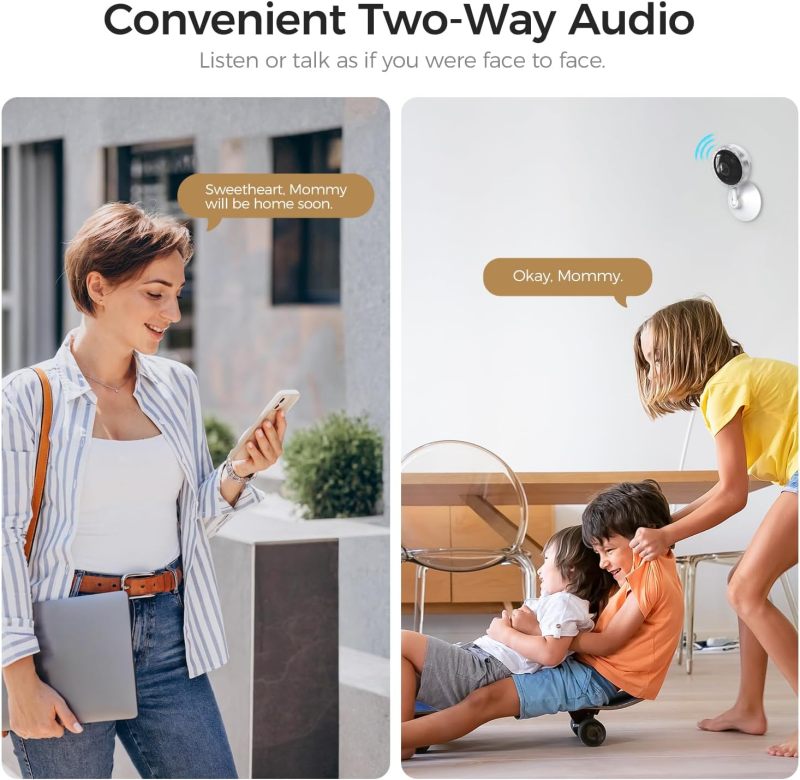 ARPHA 4K Indoor Security Camera, WiFi Pet Camera for Home Security with PIR Human Detection, Sound Detection, Night Version Two-Way Talk, Support TF Card &amp; Cloud