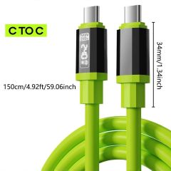 USB C Cable, 240W 4.92FT 6A Fast Charging USB C Charger Cable with LED Display, Zinc Alloy Silicone USB C to USB C Cable for iPhone 16/Pro/Plus/Pro Max, MacBook, iPad Pro, Galaxy S24/S23