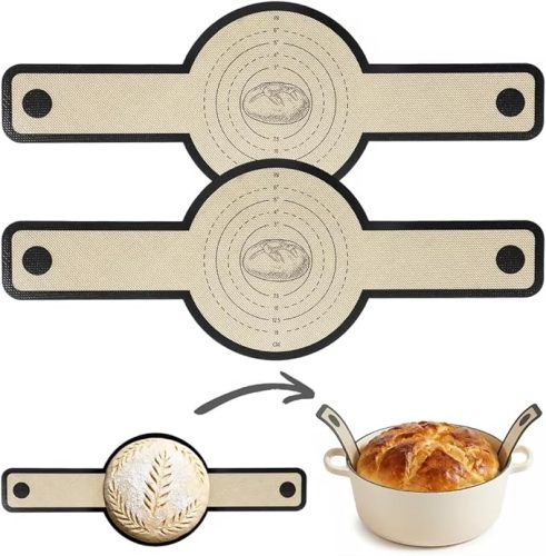 Silicone Baking Mat For Dutch Oven,2 Pcs Sourdough Silicone Bread Sling,Non-Stick Bread Mat,Bread Silicone Baking Sling With Long Handles For Bread Oven
