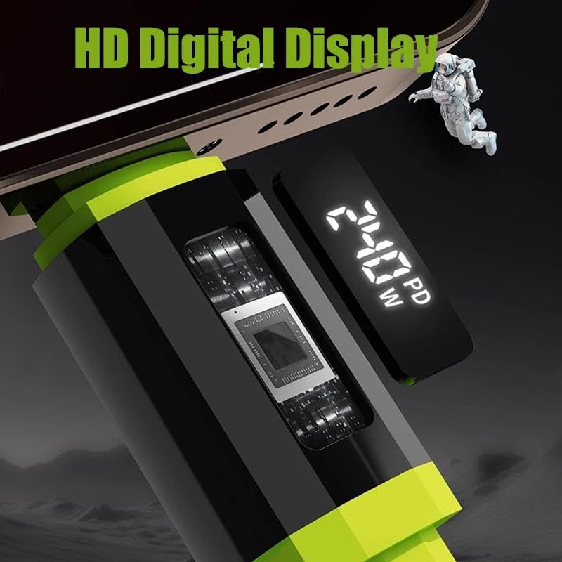 USB C Cable, 240W 4.92FT 6A Fast Charging USB C Charger Cable with LED Display, Zinc Alloy Silicone USB C to USB C Cable for iPhone 16/Pro/Plus/Pro Max, MacBook, iPad Pro, Galaxy S24/S23