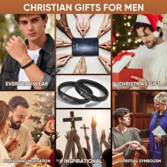 Cross Bracelet for Men Him - Triple Protection Hematite Black Obsidian Tiger Eye Beaded Bracelets, Faith Religious Happy Easter Catholic Christian Communion Baptism Gift Easter Basket Stuffers