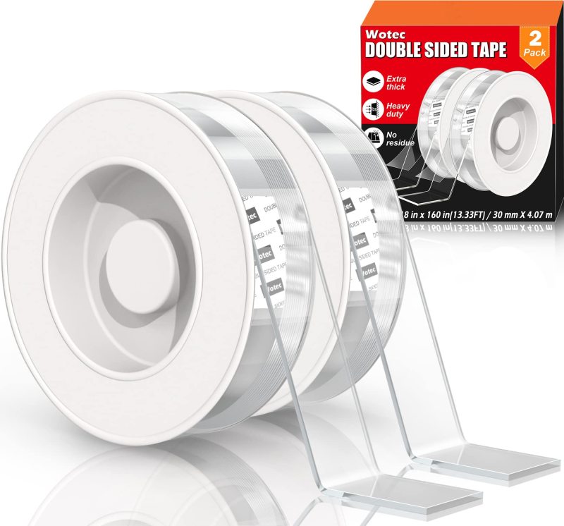 NULTAT Strong Double Sided Tape Heavy Duty, Nano Reusable, Removable, Washable Double Stick Tape for Wall, Multipurpose Clear Adhesive High Temperature Tape 1.18" x 120" (10 Feet)