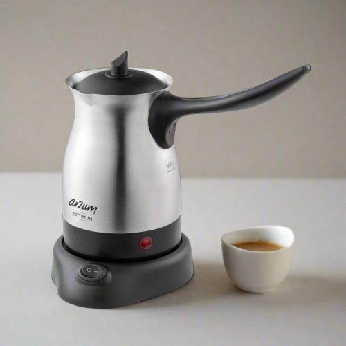 Arzum Cezve Electric Turkish Coffee Maker, Stainless Steel, Boil-Dry Protection, Lid for Extra Protection, Cordless Use, 1 to 4 cups, 120V, 3-pin US-plug, 800W