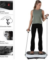 Vibration Plate Exercise Machine - Vibrating Platform with Adjustable Speed and 3 Strength Modes - Workout Equipment by Wakeman,Black/White