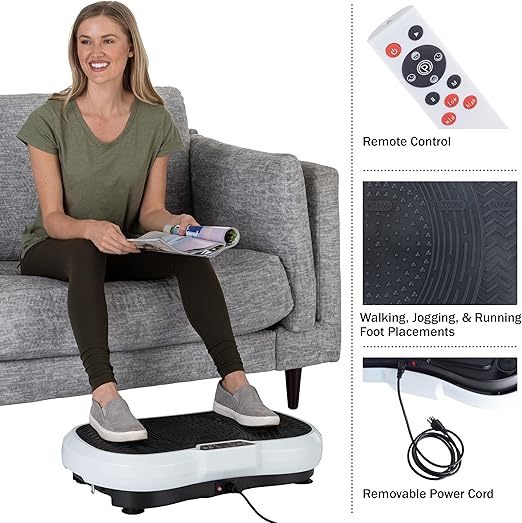 Vibration Plate Exercise Machine - Vibrating Platform with Adjustable Speed and 3 Strength Modes - Workout Equipment by Wakeman,Black/White